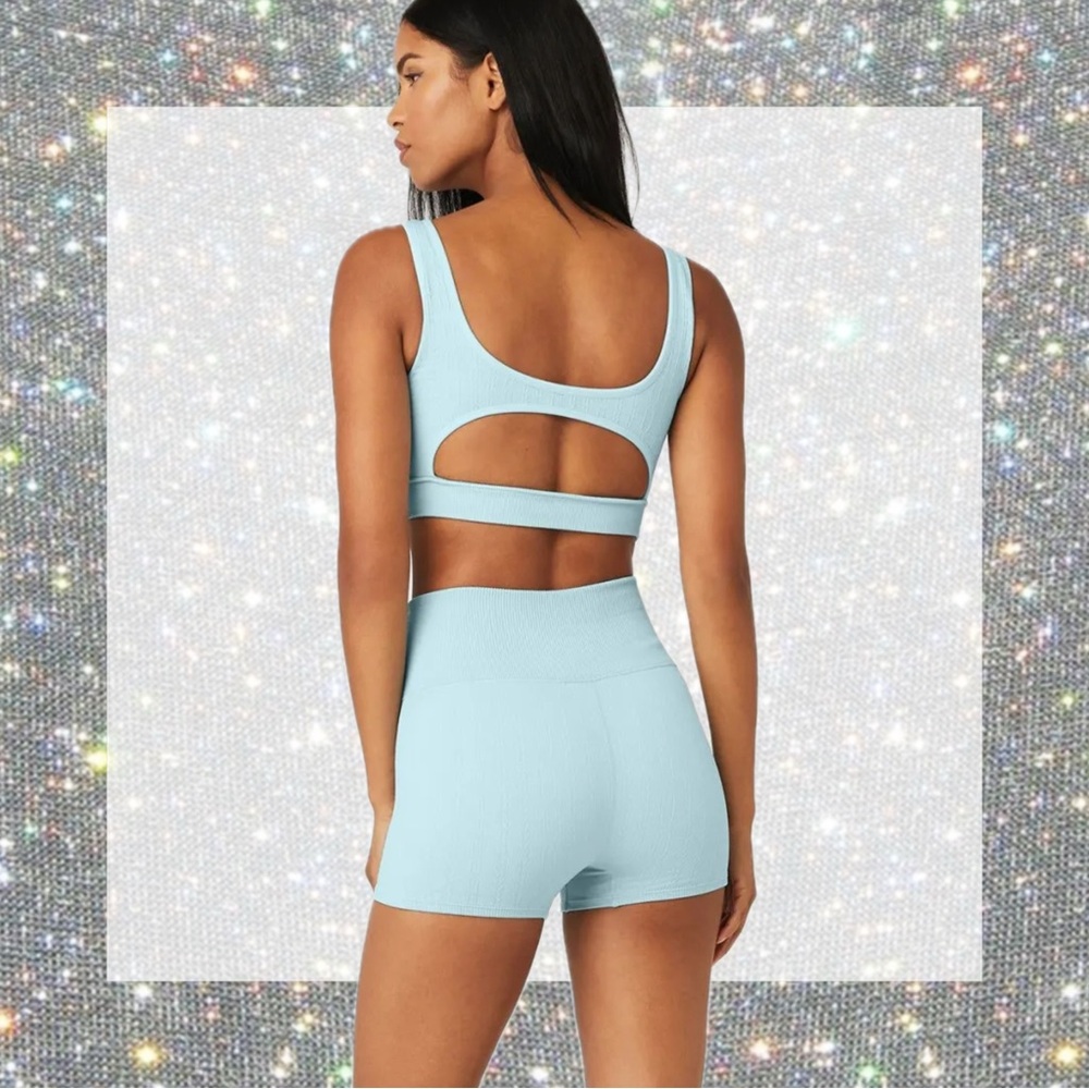 Alo Yoga Seamless Cable Knit Bra in Chalk Blue size M NWT! - Picture 3 of 5